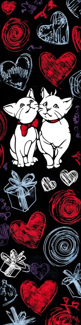 Free printable cuddle cats with hearts bookmark