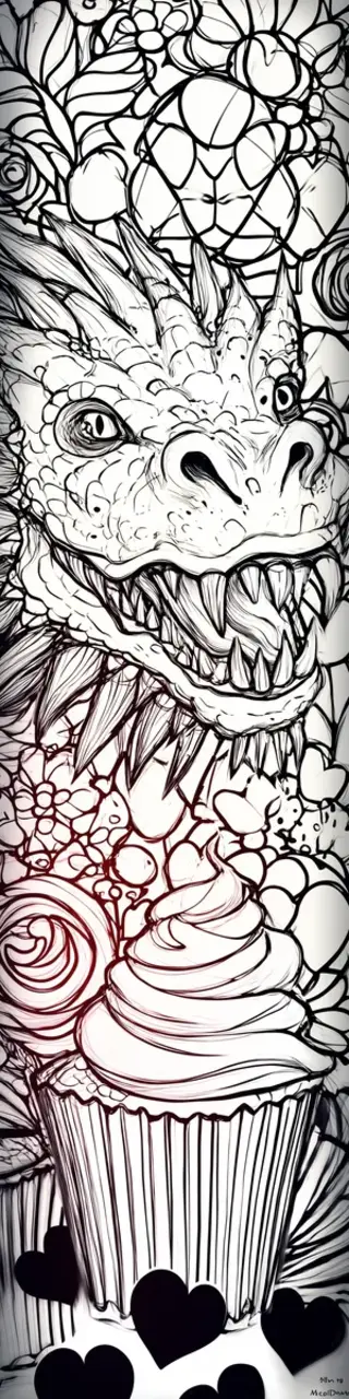 Free printable cupcake dragon coloring bookmark