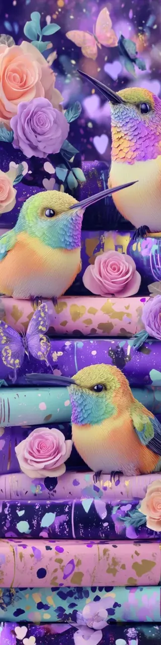 Free printable cute birds on books bookmark