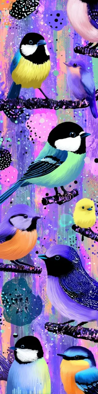 Free printable cute budgies on purple bookmark