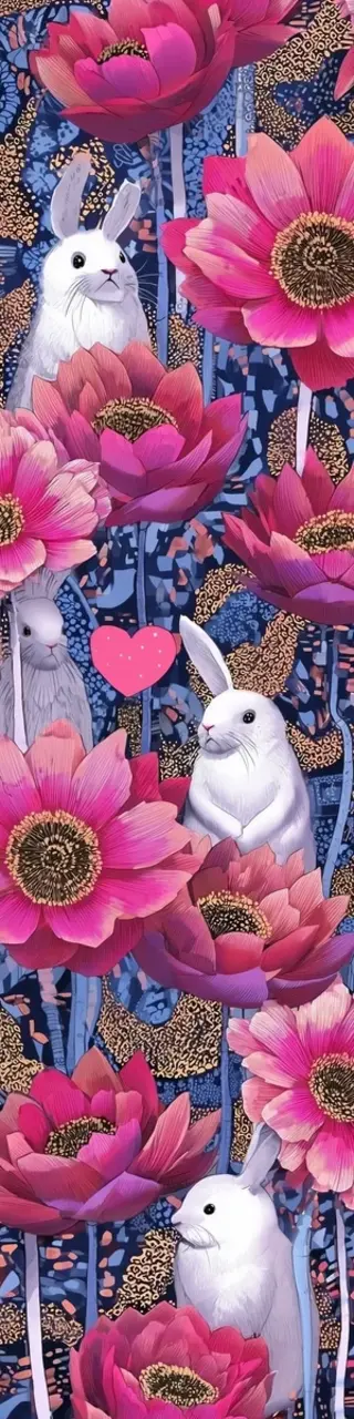 Free printable cute bunnies and flowers bookmark