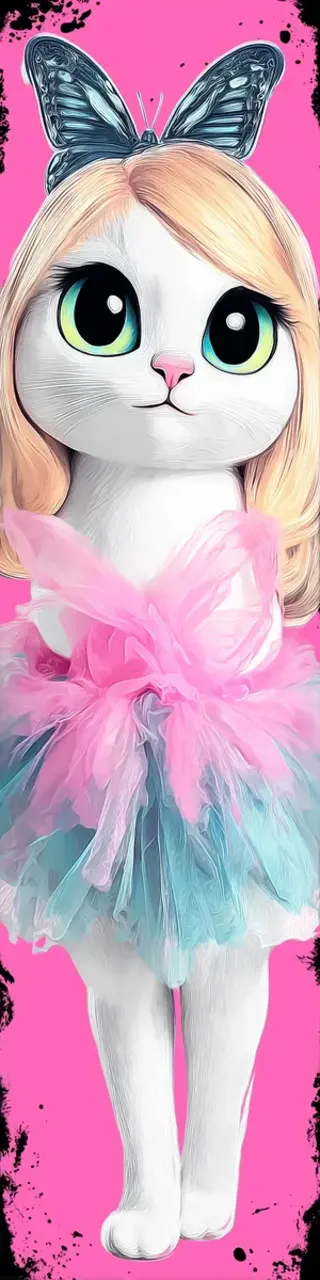 Free printable cute cat ballerina bookmark