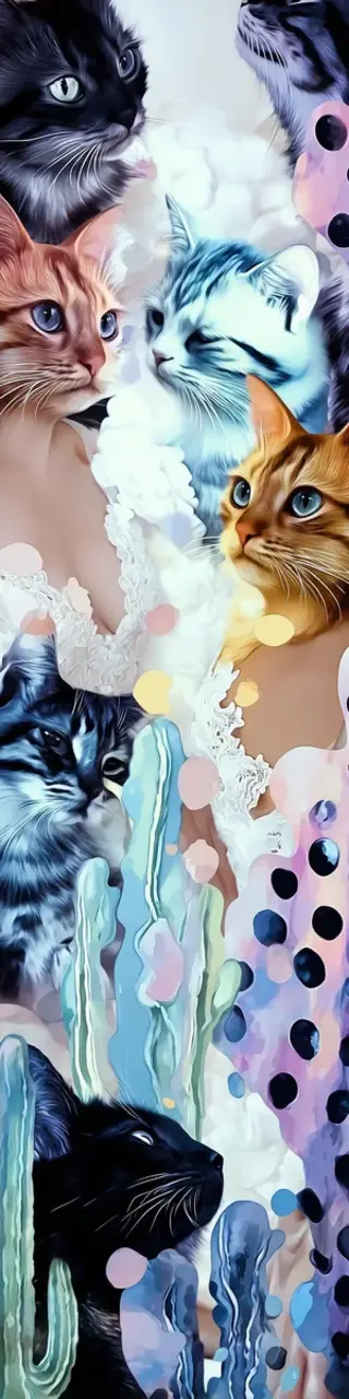 Free printable cute cats and polka dots bookmark