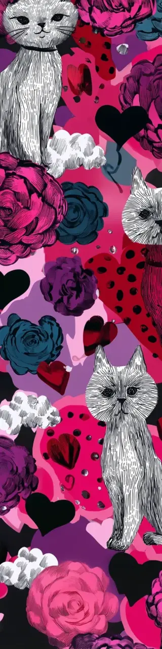 Free printable cute cats bright pink floral bookmark