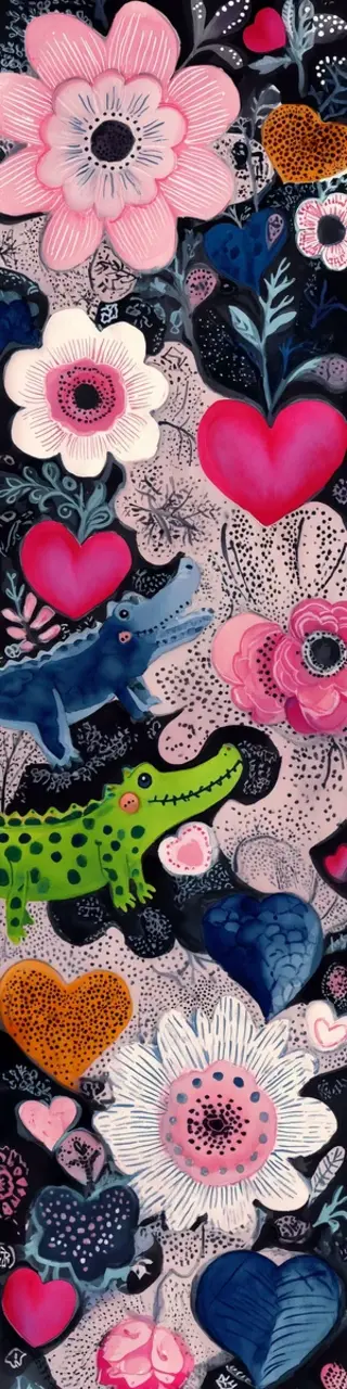 Free printable cute crocodile floral bookmark