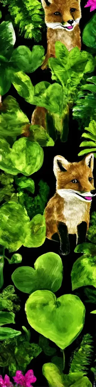 Free printable cute foxes standing in plants bookmark