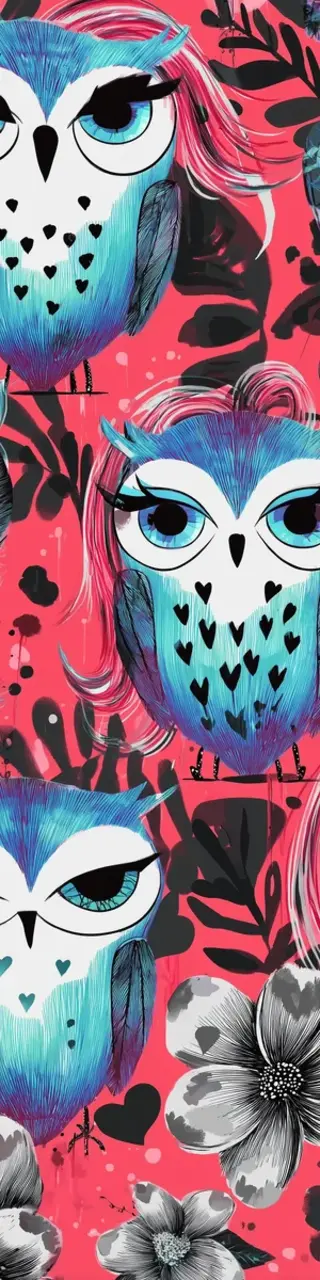 Free printable cute owls on red bookmark