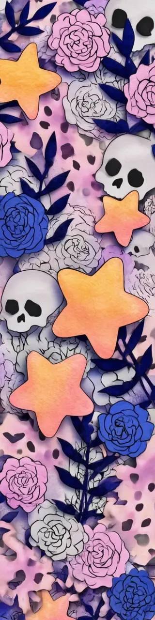 Free printable cute skulls and roses bookmark