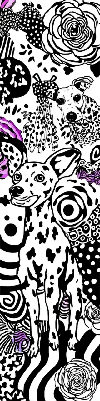 Free printable dalmatians coloring in floral bookmark