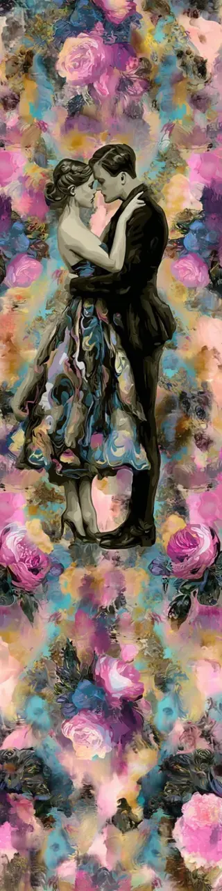 Free printable dancing in abstract floral bookmark