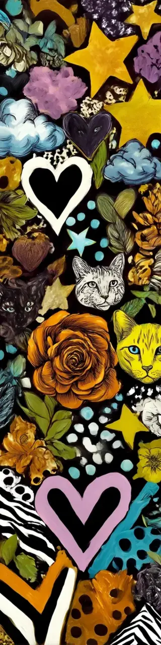 Free printable dark abstract cats bookmark