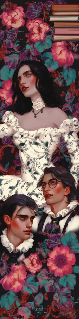 Free printable dark academia with flowers bookmark