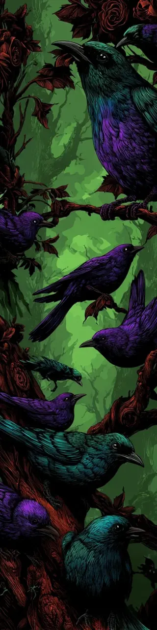 Free printable dark creepy birds bookmark