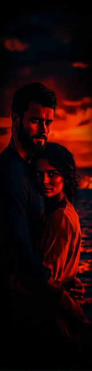 Free printable dark red sunset couple hug bookmark