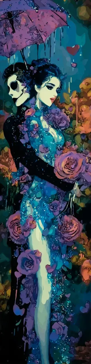 Free printable dark romance floral rain bookmark