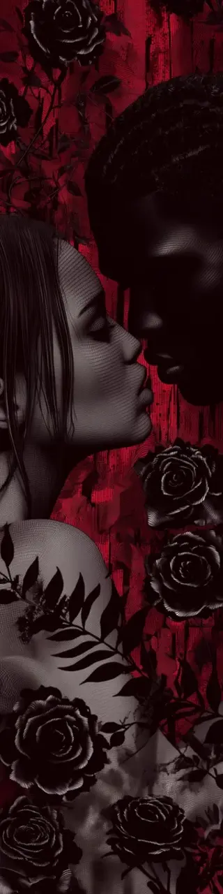 Free printable red floral black roses dark romance bookmark