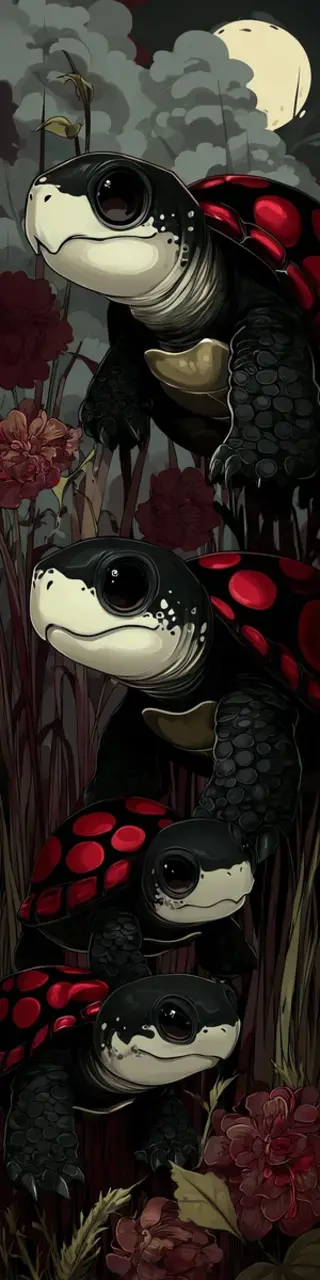 Free printable dark scene turtles bookmark