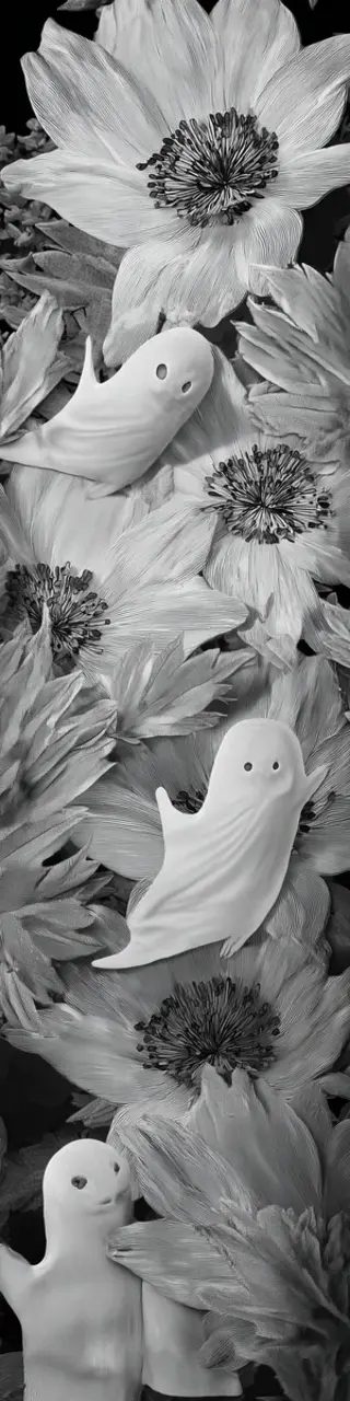 Free printable desaturated ghost floral bookmark