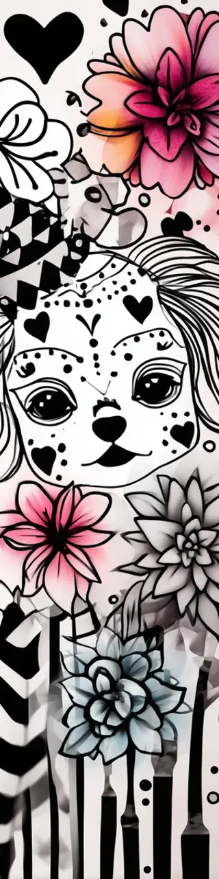 Free printable dogs and hearts coloring bookmark