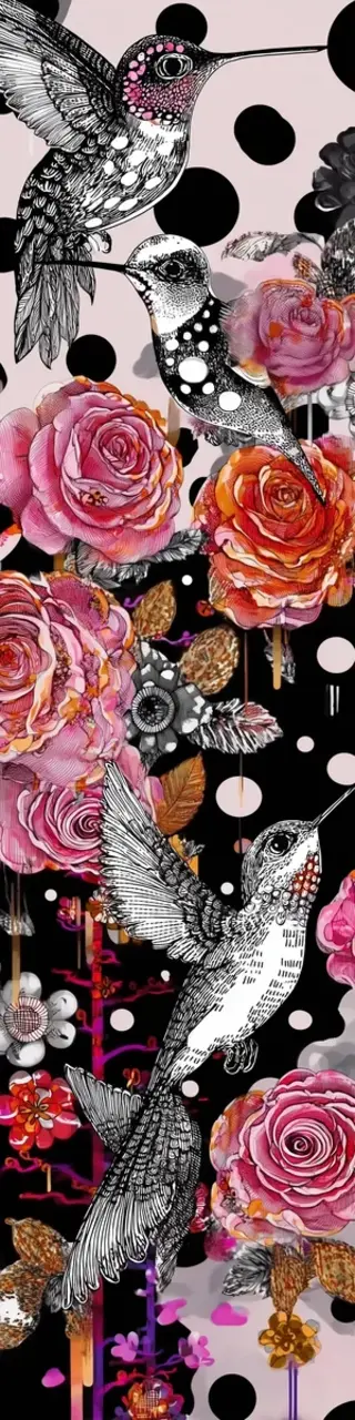 Free printable hummingbird and roses bookmark