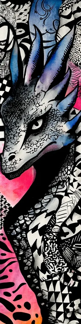 Free printable inked dragon head bookmark