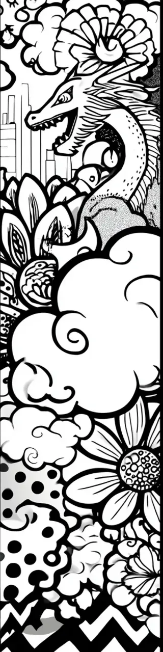 Free printable dragon in a cloud coloring bookmark