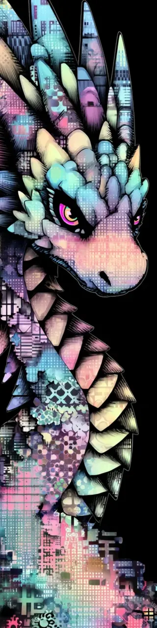 Free printable dragon posing on black background bookmark