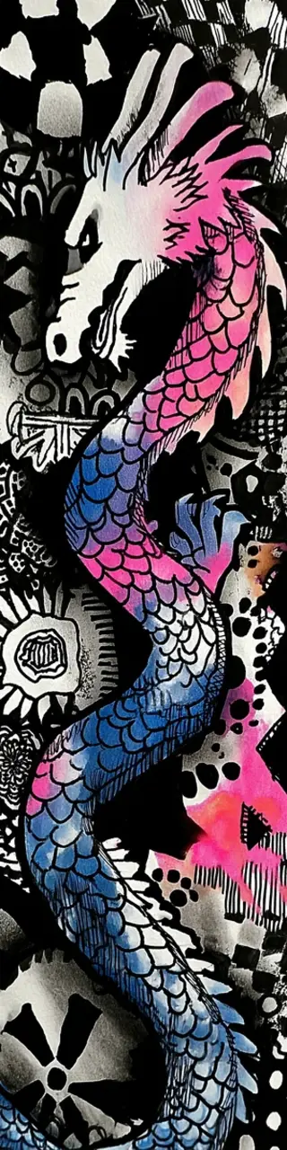 Free printable dragon tattoo style bookmark