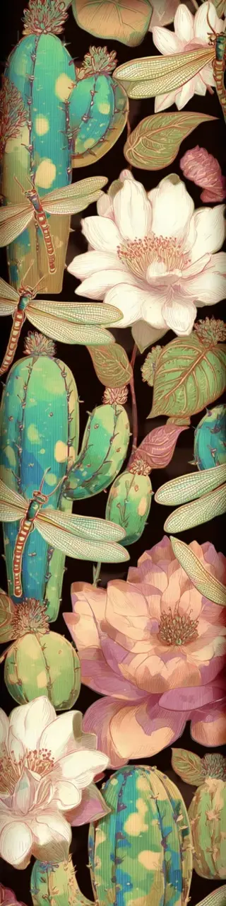 Free printable dragonflies and cactus bookmark