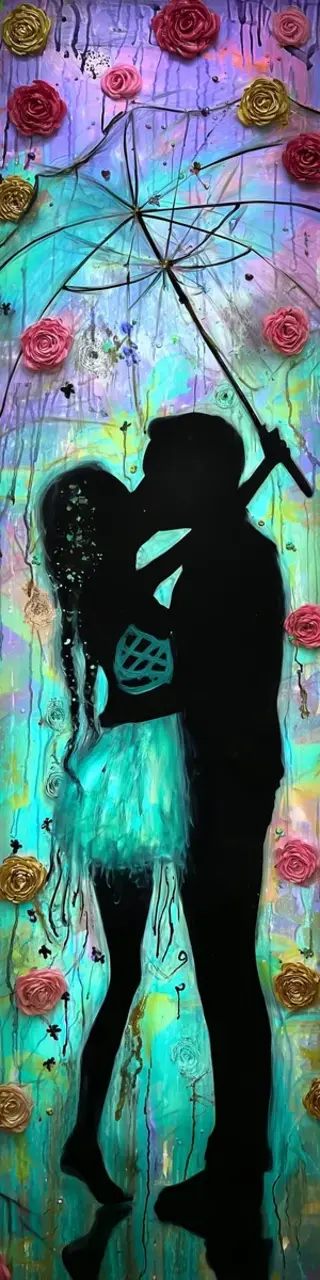 Free printable dramatic kiss in the rain bookmark