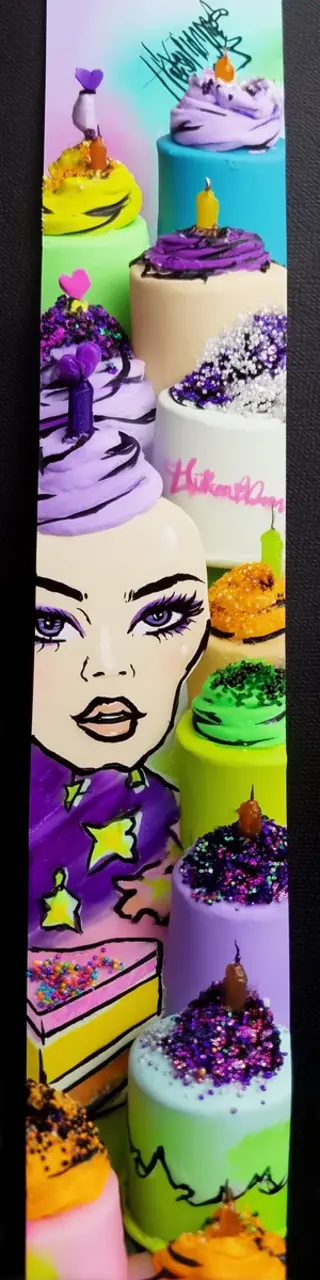 Free printable drawn face birthday cakes bookmark