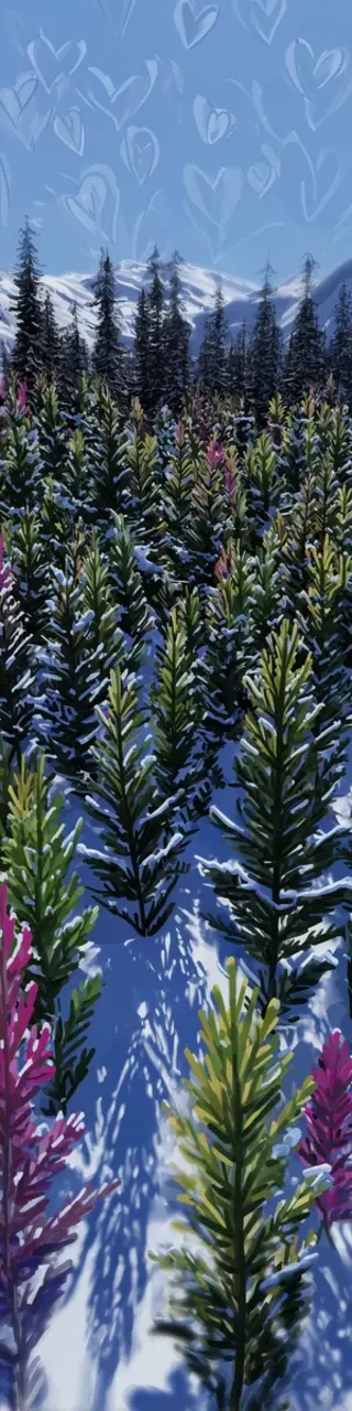 Free printable drone view of Christmas trees bookmark