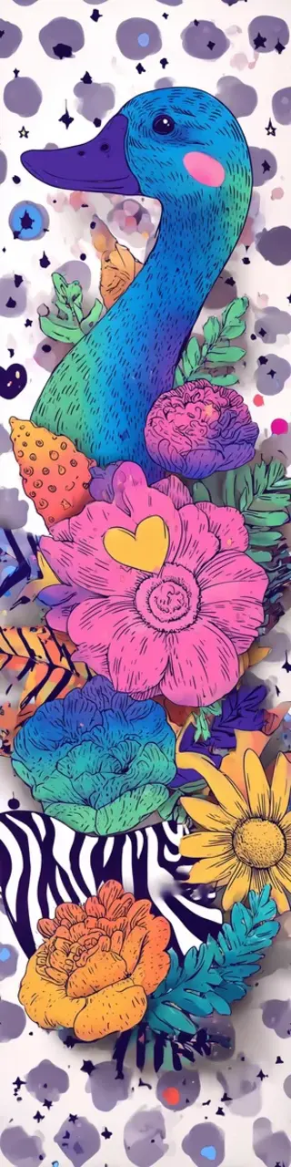 Free printable colorful Memphis duck bookmark