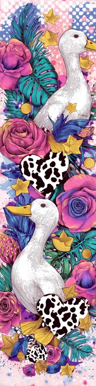 Free printable 80s aesthetic ducks bookmark