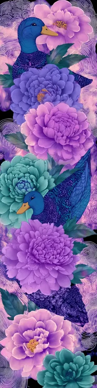 Free printable ducks floral bookmark