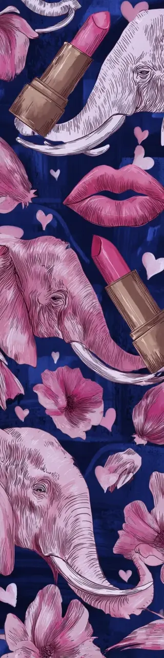 Free printable elephants and lipstick bookmark