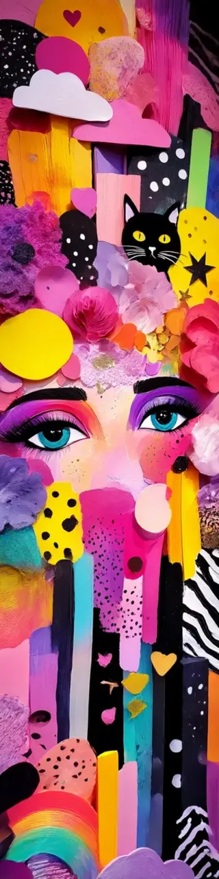 Free printable eyes in colorful abstract bookmark