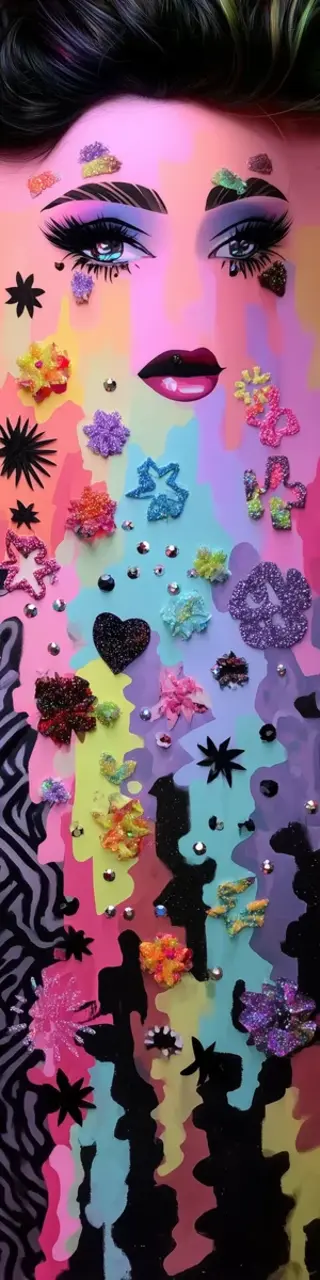 Free printable face on abstract pink bookmark