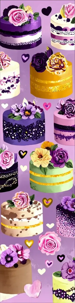 Free printable fancy purple cakes bookmark