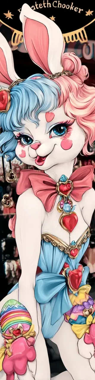 Free printable fancy cartoon bunny Easter bookmark