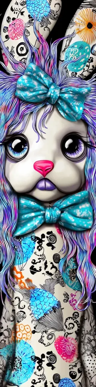 Free printable fancy rabbit with purple hair bookmark