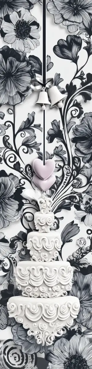 Free printable fancy wedding cake wrought iron bookmark