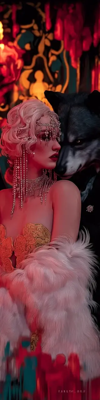 Free printable fancy werewolf couple bookmark