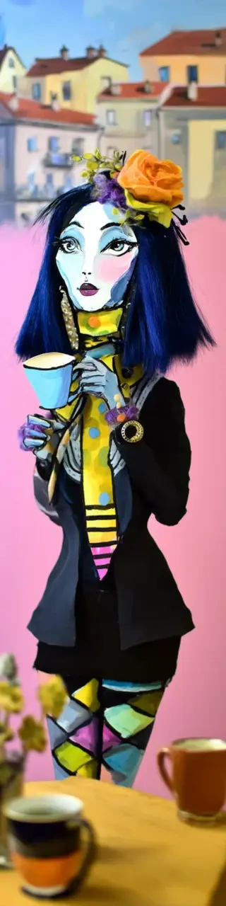 Free printable fashion lady drinking coffee bookmark