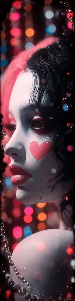 Free printable female face profile with heart bookmark