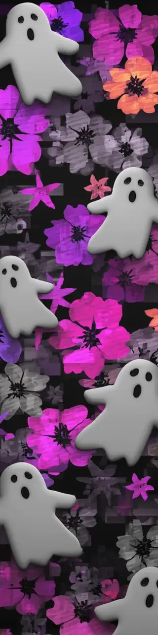 Free printable five flying ghosts on flowers bookmark