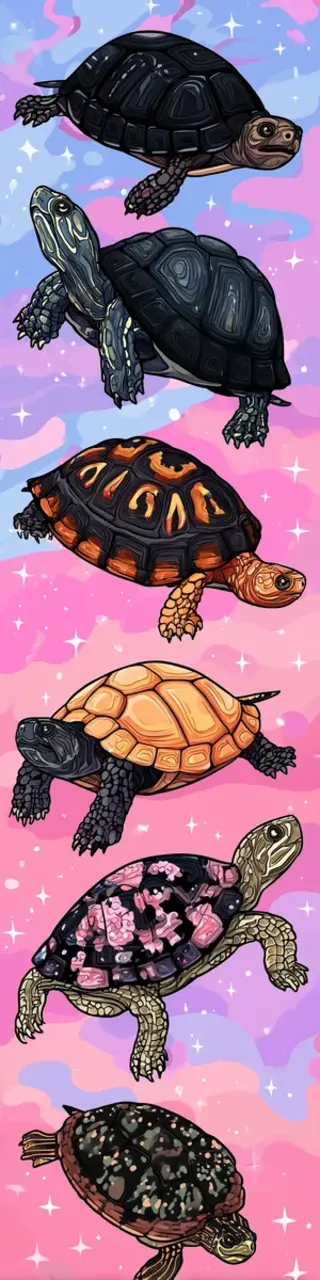 Free printable five standing turtles bookmark