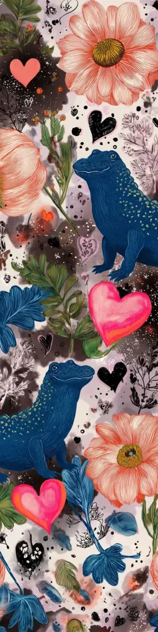 Free printable floral alligator bookmark