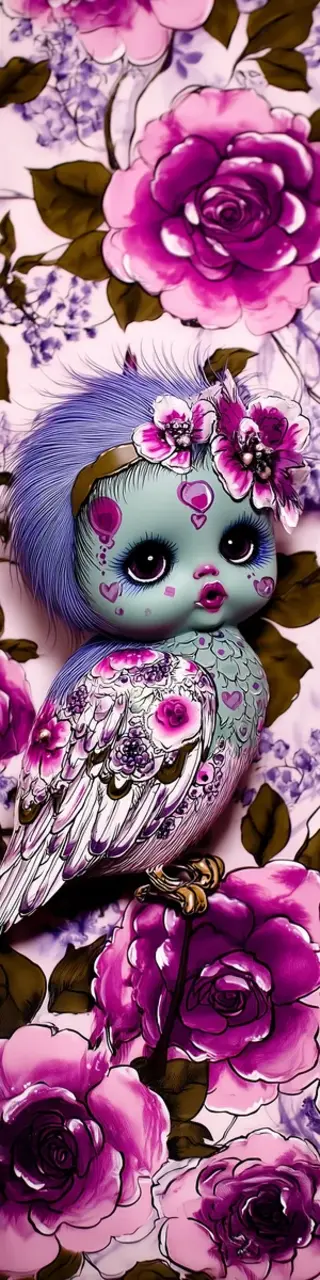 Free printable pink floral baby bird bookmark