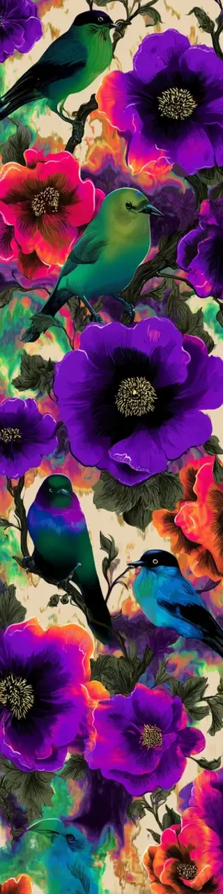 Free printable bright floral birds bookmark